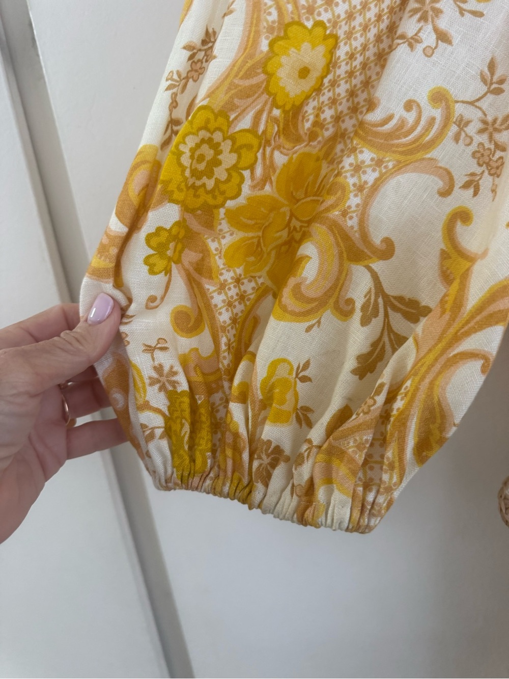 Zimmerman Postcard Mini Dress in Swirl Floral Yellow Sz 0 - Picture 5 of 14